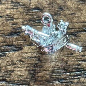 Sterling three-dimensional crown and scepter charm